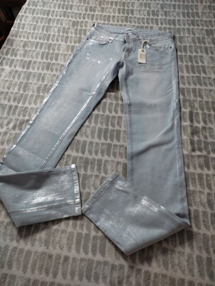 Jeans slim skinny stretch bleu clair argenté Cimarron taille 36 Neuf - photo numéro 1