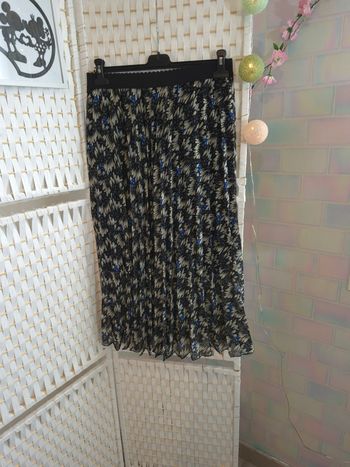 Jolie jupe plissée Naf Naf noir et bleu cobalt femme TL (40/42)