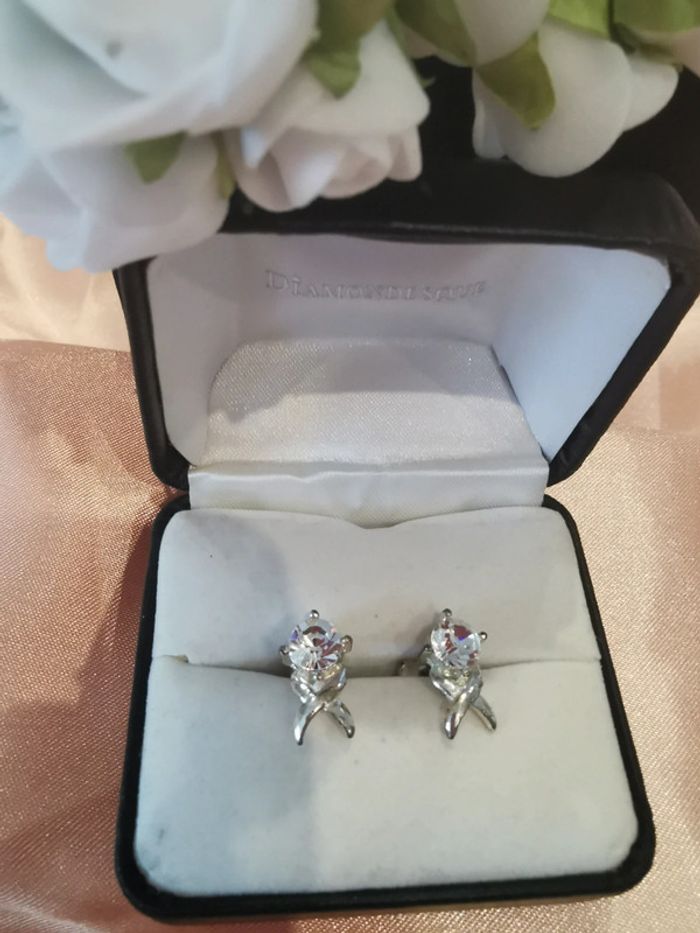 Boucles d'oreilles. Argenté. Zirconium. - photo numéro 6