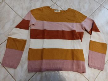 Pull fille multicolore rose moutarde h&m 9 10 ans 134-140