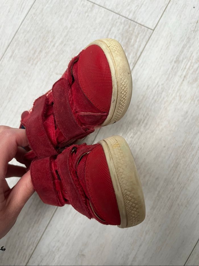 Baskets montantes à scratch rouges à motifs  taille 26  Acebo’s Cuir et daim - photo numéro 5