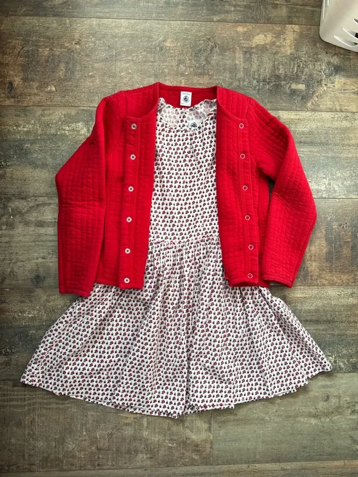 Ensemble robe + gilet petit bateau 8 ans