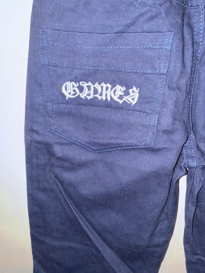 Pantalon brodé style cargo, 160 (13/14), sans marque, neuf sans étiquette. - photo numéro 6