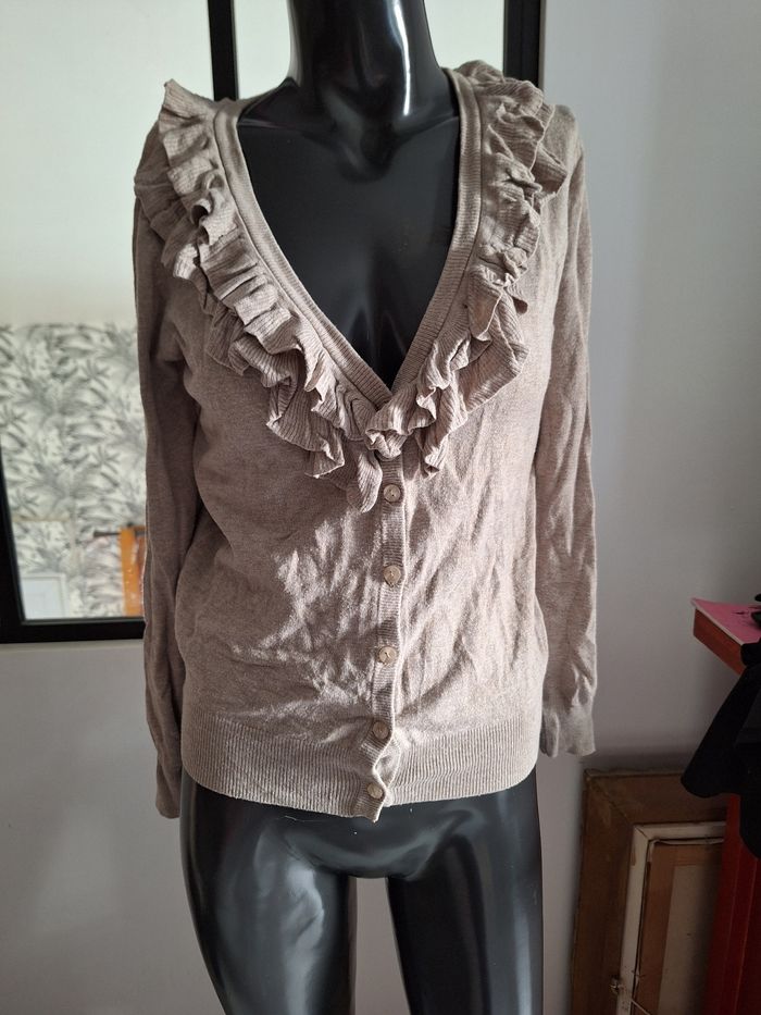 Gilet beige à froufrous 36 gémo