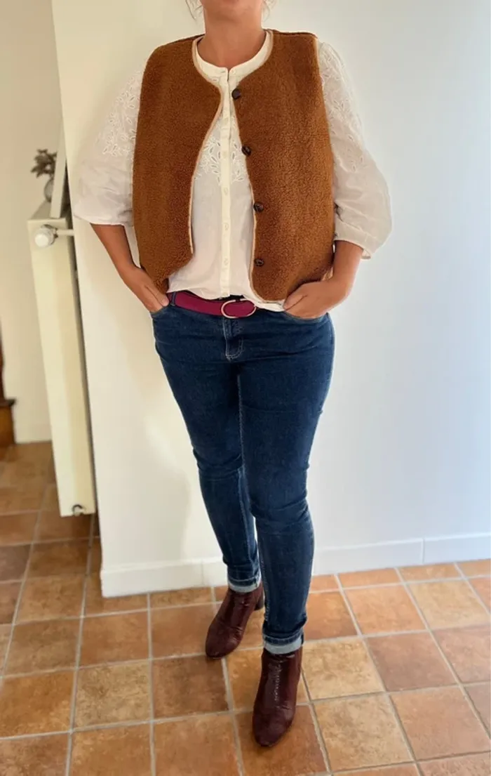 Gilet mouton marron - photo numéro 2