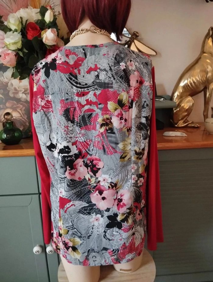 🌹 Blouse Fleurie Bi-Matière & Sequins Jac-Jac T42/44🌹 - photo numéro 11