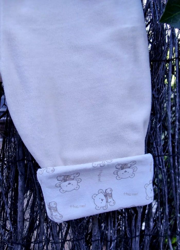 C&A - ENSEMBLE 2P VELOURS BÉBÉ GARÇON BEIGE & BLANC MOTIF PETITS OURS 3M - photo numéro 5