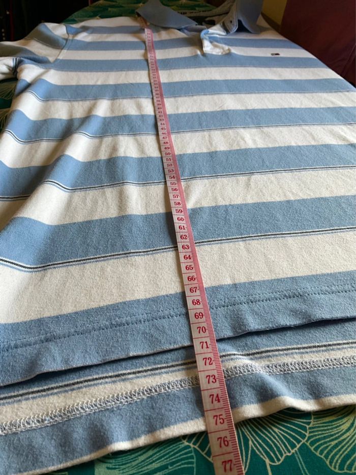 Polo bleu ciel et blanc pour homme Tommy Hilfiger taille L 029 - photo numéro 7