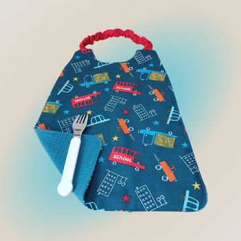 serviette de table enfant élastiquée modèle bus