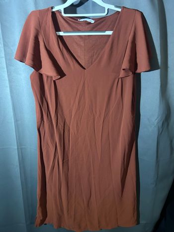 Robe mi longue, couleur marron/bordeaux, taille 44