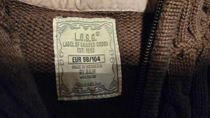 Gilet brun foncé torsadé, à tirette et col montant, H&M LOGG, taille 3/4 ans, nickel - photo numéro 5