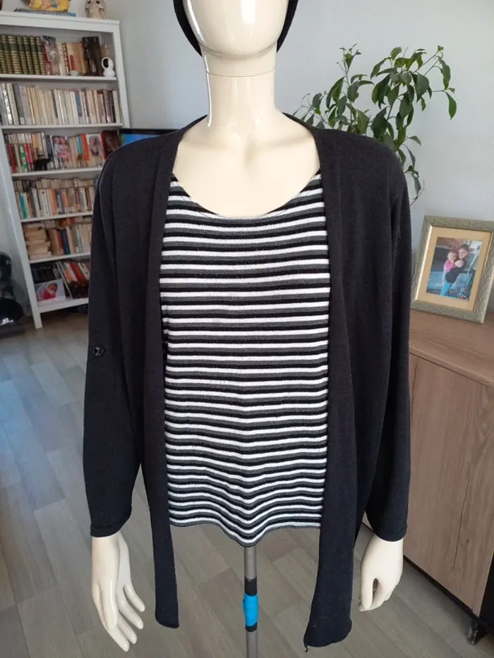 Pull femme noir et blanc T48
