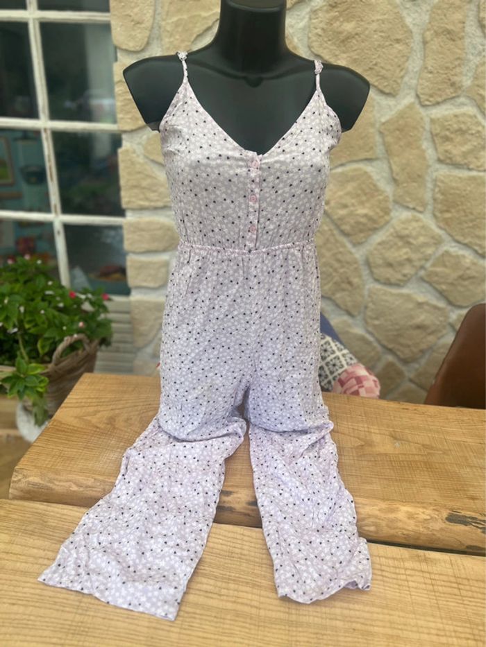 Combinaison été longue pantalon légère et fluide lilas à fleurs Jennyfer taille XS 34 - photo numéro 2