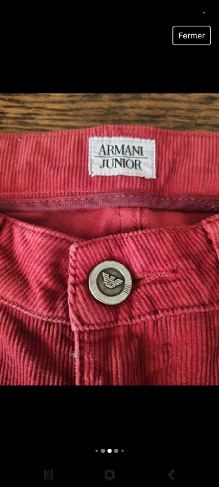 Pantalon Armani junior 12ans en velour Rouge - photo numéro 8