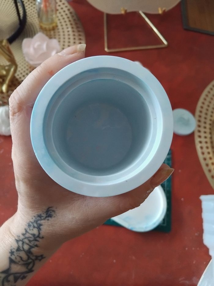 Vide poche avec petit pot avec couvercle en plâtre - photo numéro 7