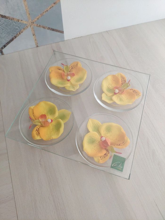 Dessous de plat en verre Orchidée jaune Cécilia