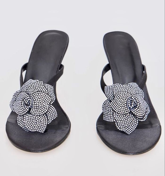 Sandales talons noir fleur strass - PrettyLittleThing - photo numéro 3