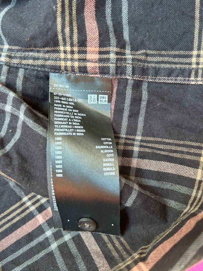 Chemise femme manches longues coton uniqlo taille xs noir et marron - photo numéro 6
