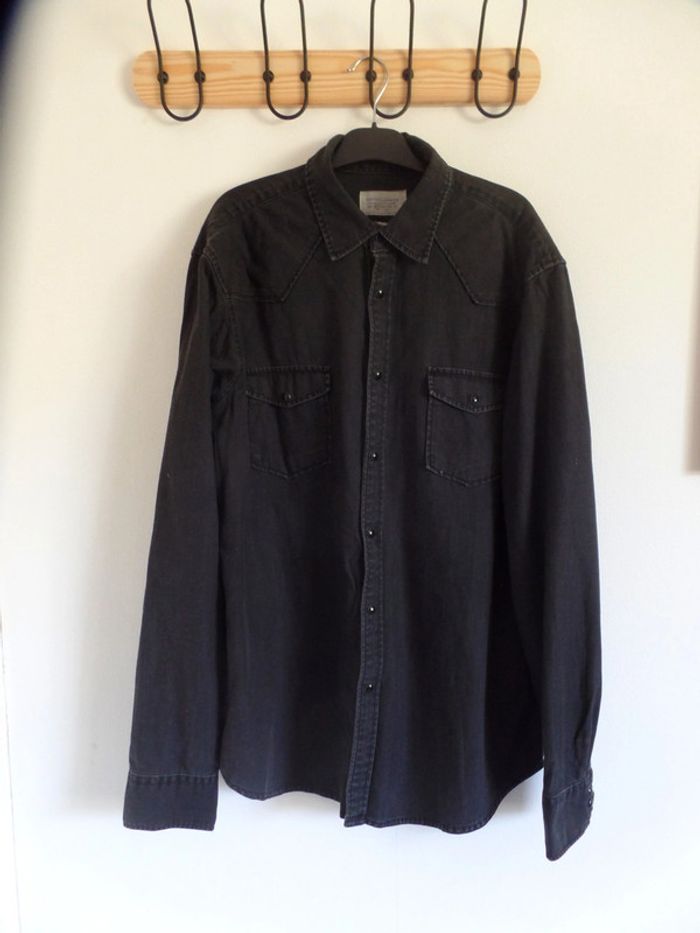 Chemise noire coupe ajustée manches longues Esprit taille XXL