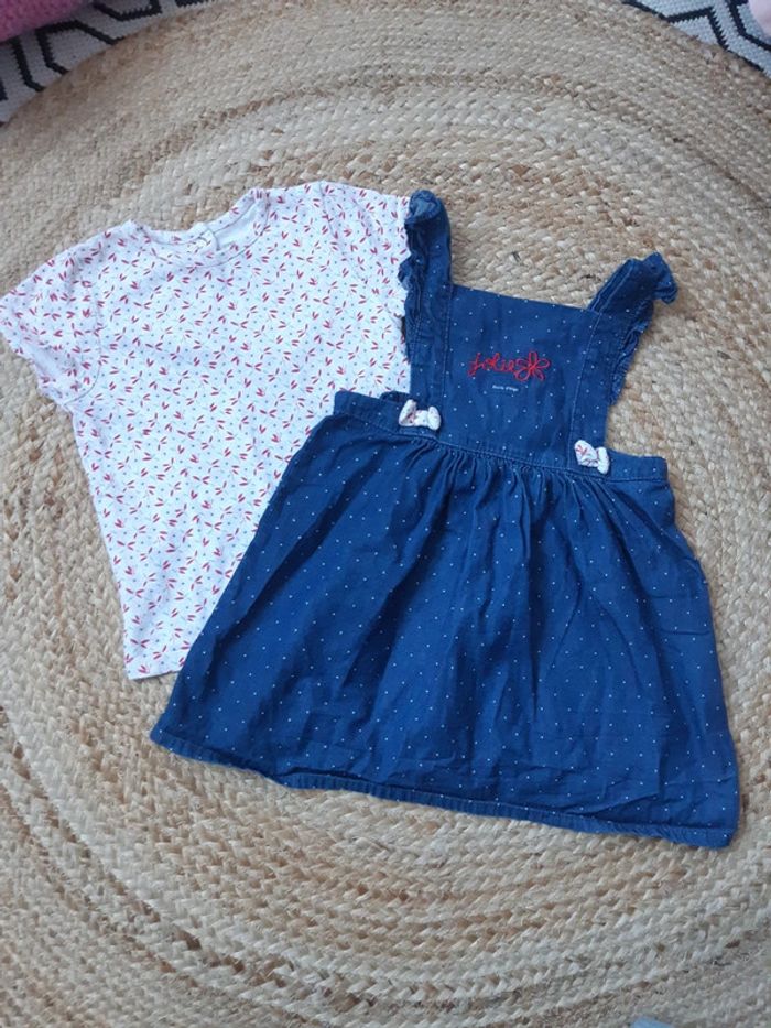 Ensemble tee shirt et robe en jean Sucre d'orge 24 mois