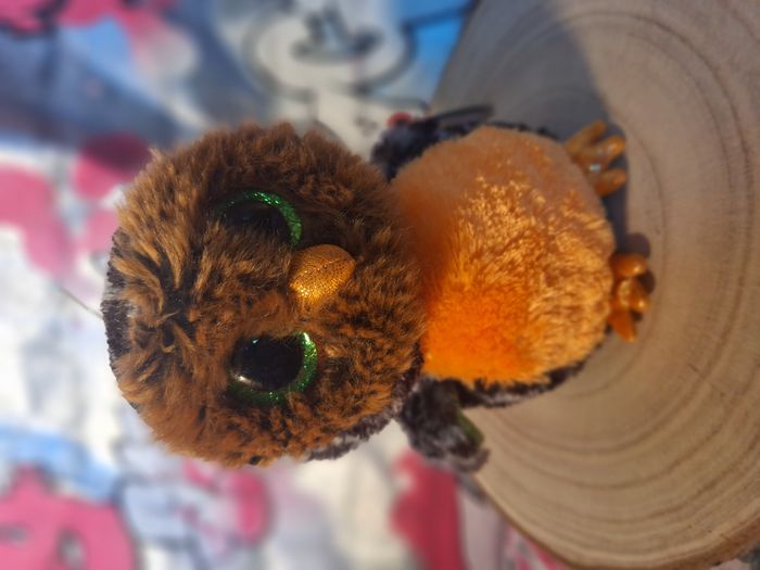 Peluche de collection Ty Beanie Midnight the Orange et Green Owl - photo numéro 6