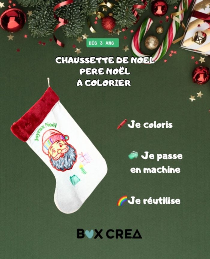 Chaussette de Noël à colorier – Père Noël - photo numéro 2