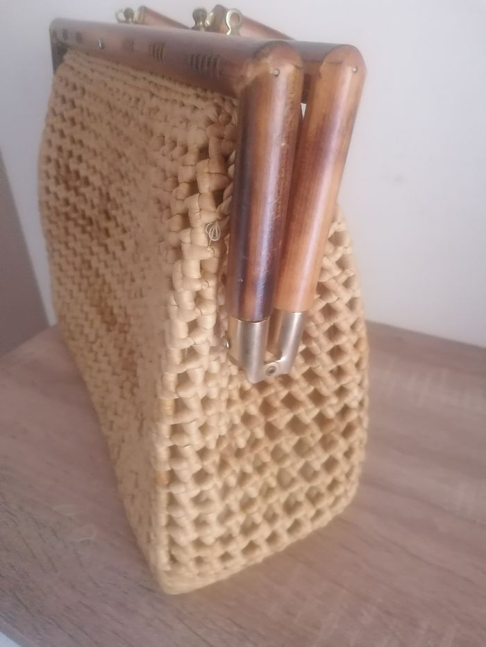 Sac vintage raphia naturel et bambou - photo numéro 6