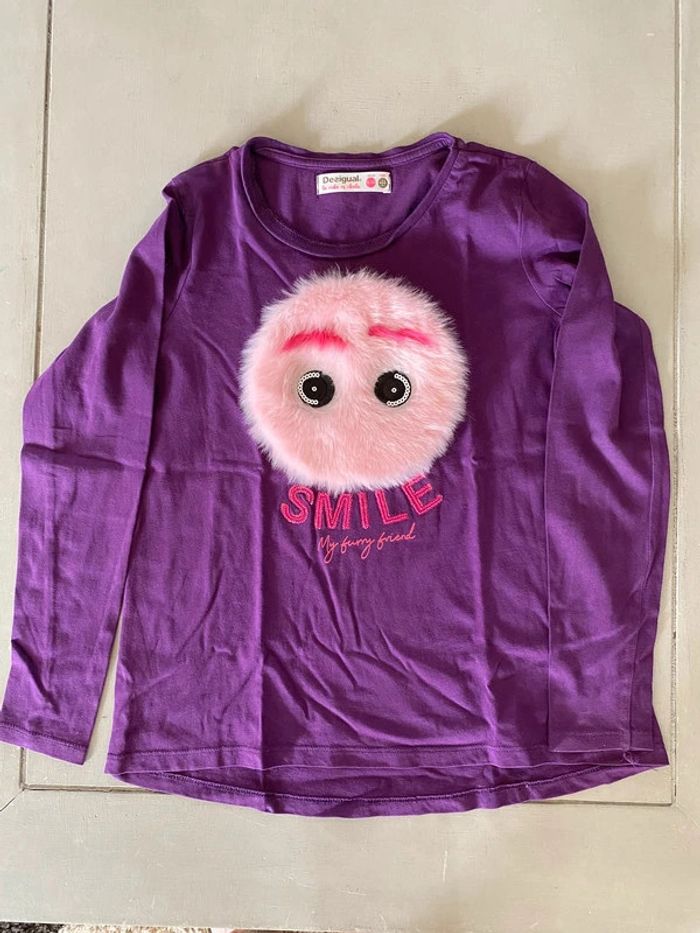 Tee shirt desigual manche longue violet 9/10 ans