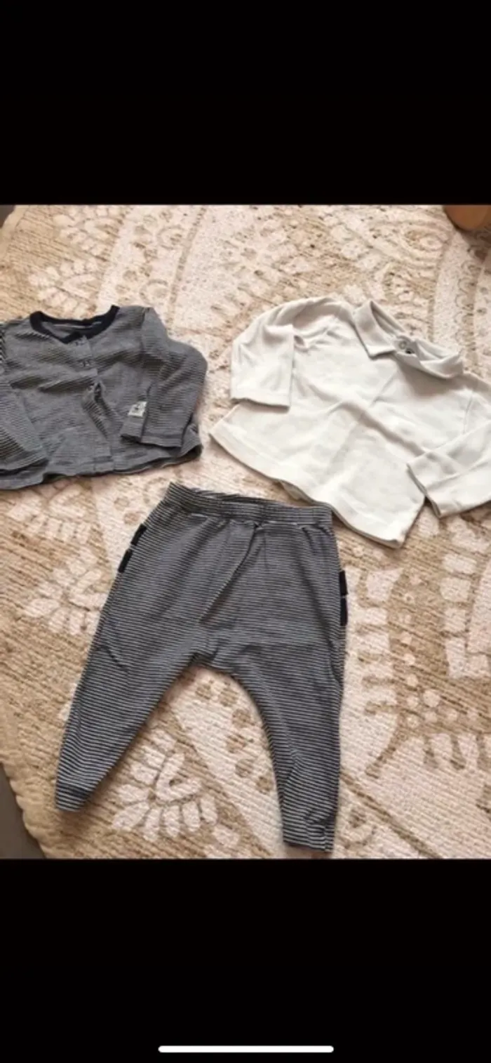 Ensemble 3 pièces petit bateau taille 6 mois - photo numéro 2