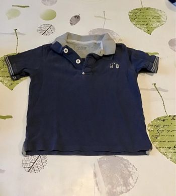 Polo garçon taille 8 ans marque Okaïdi bleu et gris double col