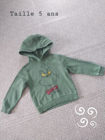 sweat à capuche grinch vert 5 ans 110 cm mixte hiver cocooning