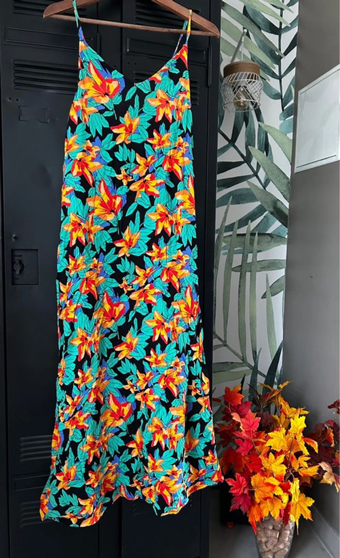 Robe longue motif tropical