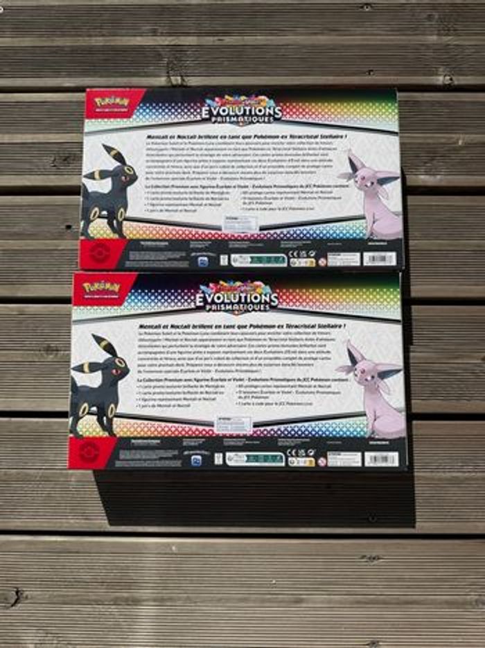 Lot de 2 coffrets Pokémon collection premium avec figurine ev8.5 Évolutions Prismatiques - photo numéro 2