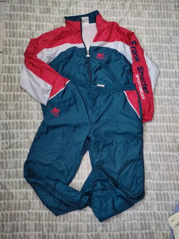 Ensemble survêtement jogging bleu marine rouge blanc style rétro vintage Franck Shorter taille Xl 42