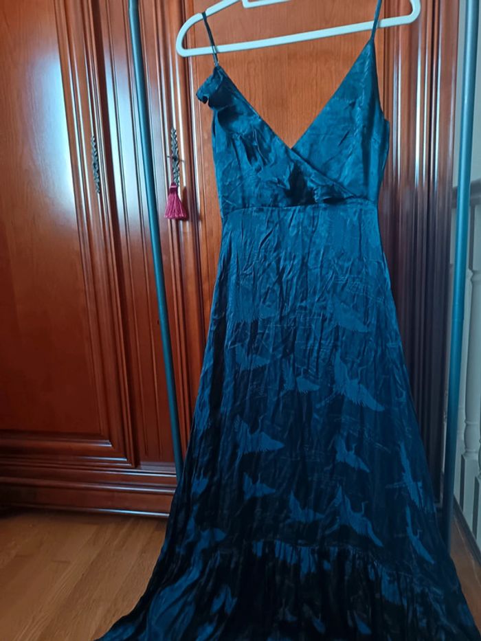 Robe longue bleue oiseaux Easy Wear XS