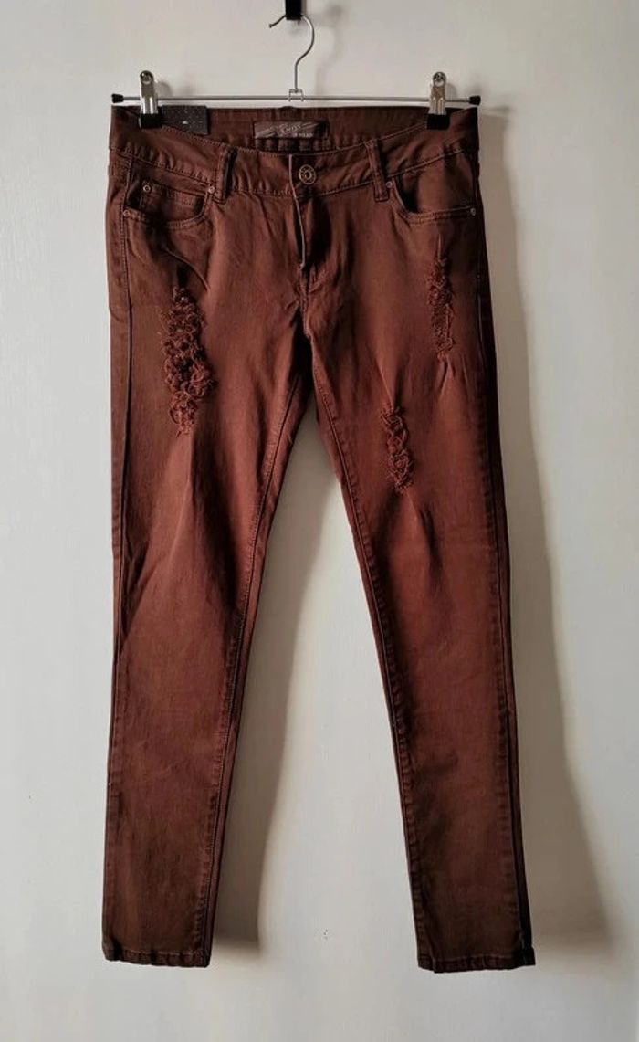 Jean Skinny taille haute Marron - Taille 42 - Neuf