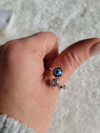 Bague acier oeil et zirconium