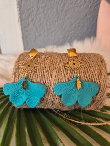 Boucles d’oreilles bleu et doré