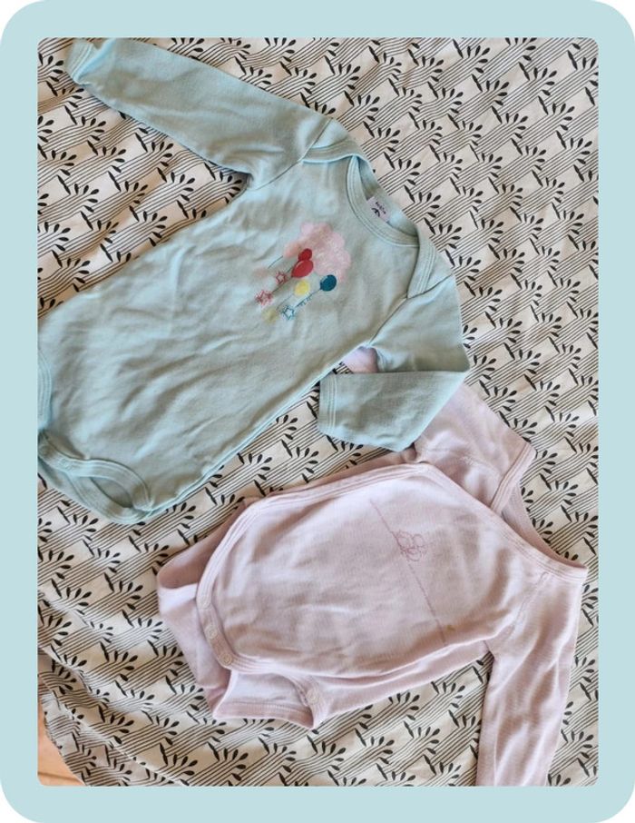 Lot 2 bodies manches longues Petit Bateau - photo numéro 2
