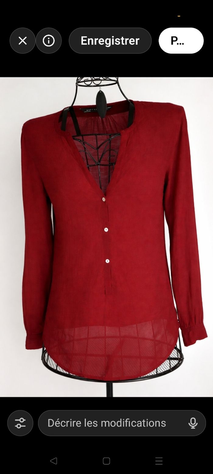 Blouse bordeau zara - photo numéro 2