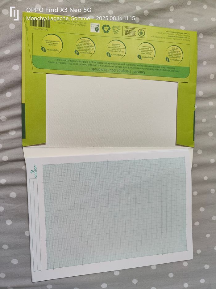 9 feuilles de papier millimétré recyclé canson 80g/M2 A4 21x29,7cm  Réduction jusqu'à -70% - photo numéro 2