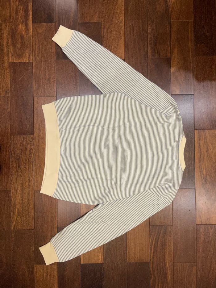 Sweat rayé beige et bleu clair avec logo baron biarritz taille L unisexe - photo numéro 6