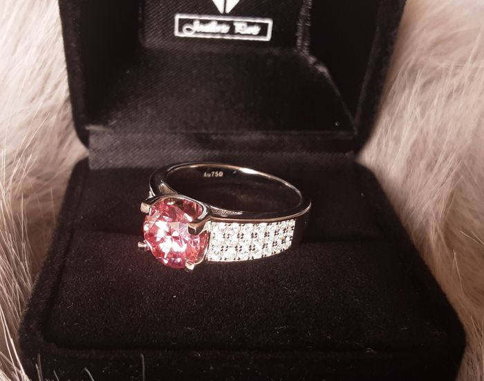 Bague mariage fiançailles anniversaire gravée Au750 Moissanite 9mm 3carats cadeau pour elle - photo numéro 2