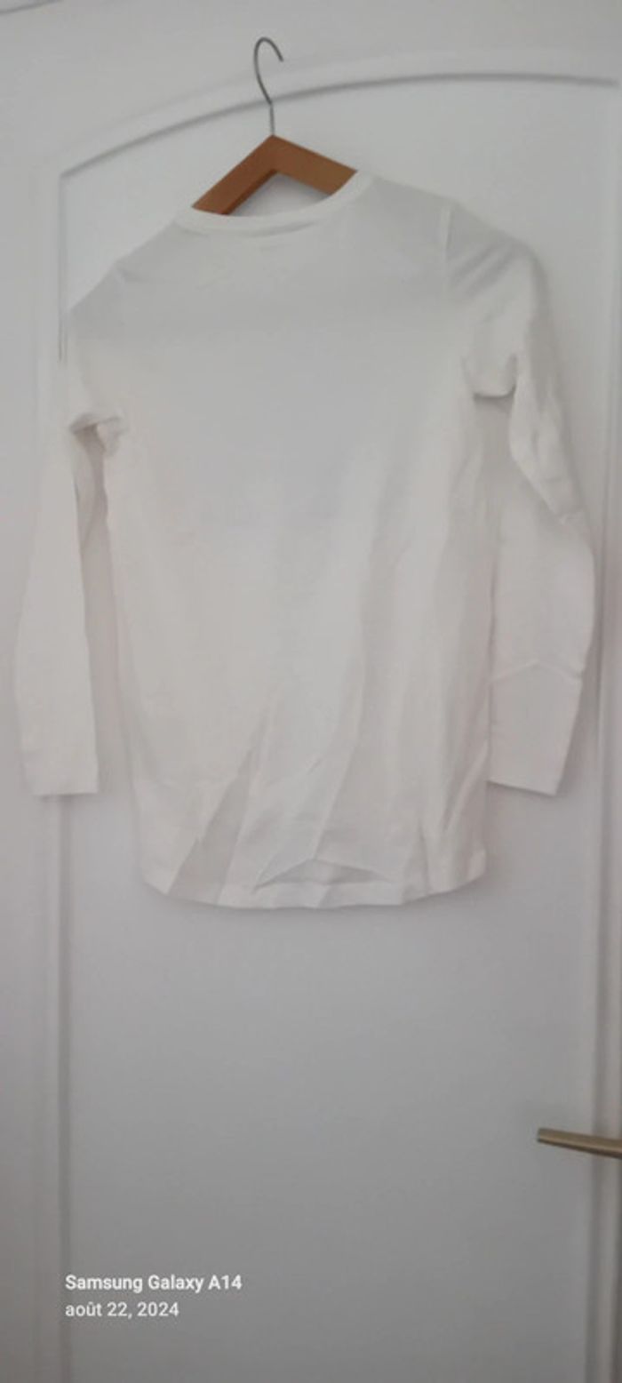 Tee-shirt long motif feuilles et texte brodé crème neuf fille 10 ans vert baudet - photo numéro 12