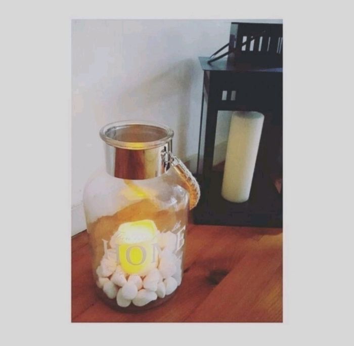 Gros photophore en verre avec lumière Led et cailloux décoratifs TBE 🪔