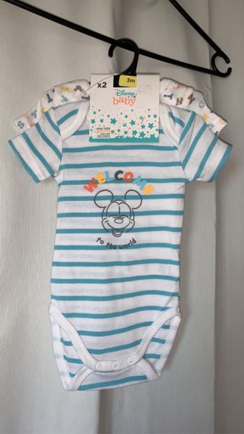 2 bodies Disney Mickey Taille 3 Mois