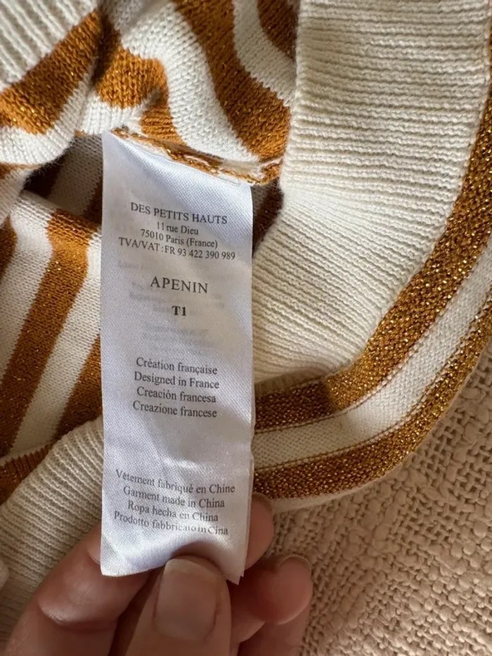 Pull Des Petits Hauts blanc et doré Taille 1 .. - photo numéro 6
