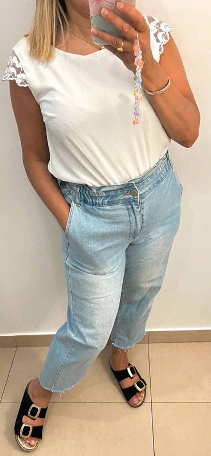 Blouse dos ouvert avec broderie et tulle Taille S - photo numéro 2