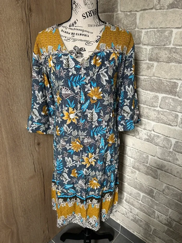 Robe vintage imprimée florale Christine Laure taille 4 - photo numéro 4