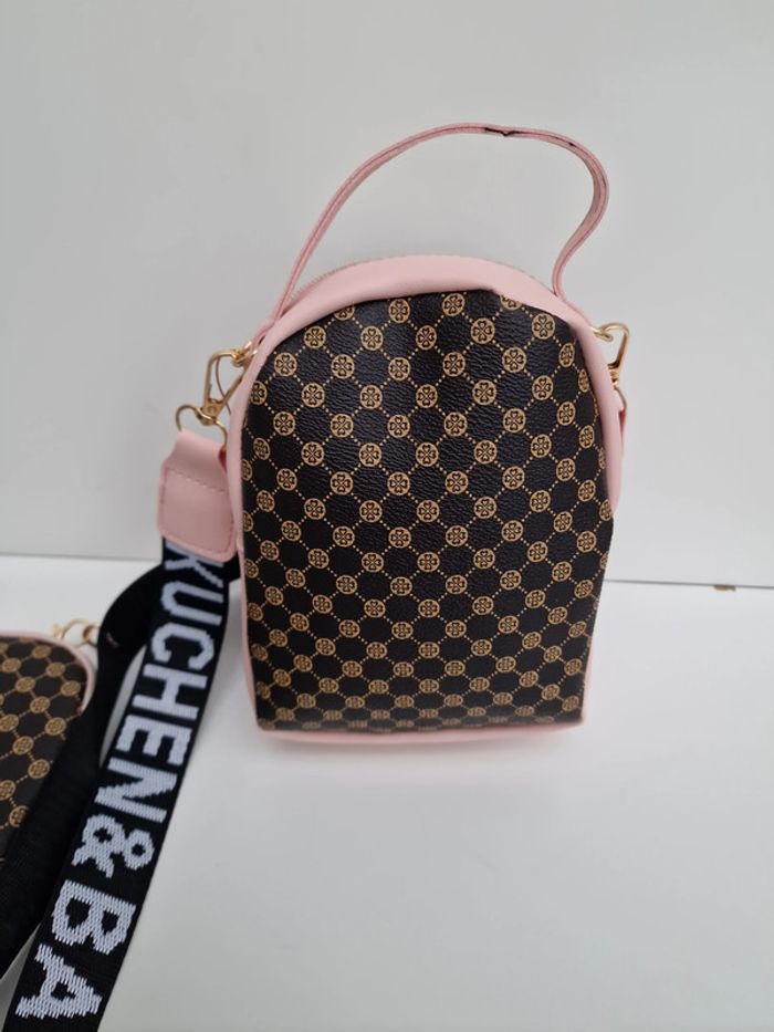 Sac Bandoulière Rose Marron Avec Bijou Sac Et Porte Monnaie - photo numéro 11